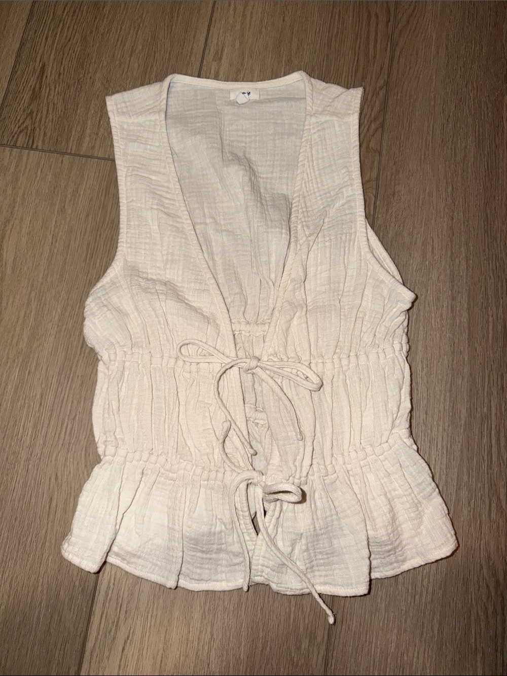 aerie Cream Tie-Front Peplum Camisole